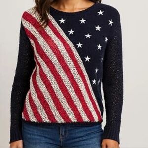 Norton studio y2k vintage crochet American flag pullover sweater.